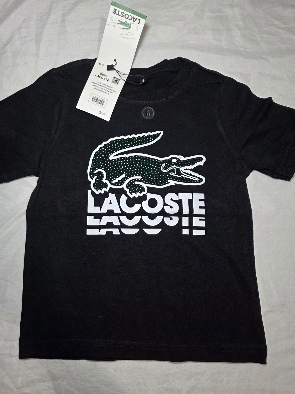 Lacoste Kids Black Graphic Crocodile T-Shirt